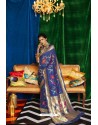 Navy Blue Silk Party Wear Designer Saree