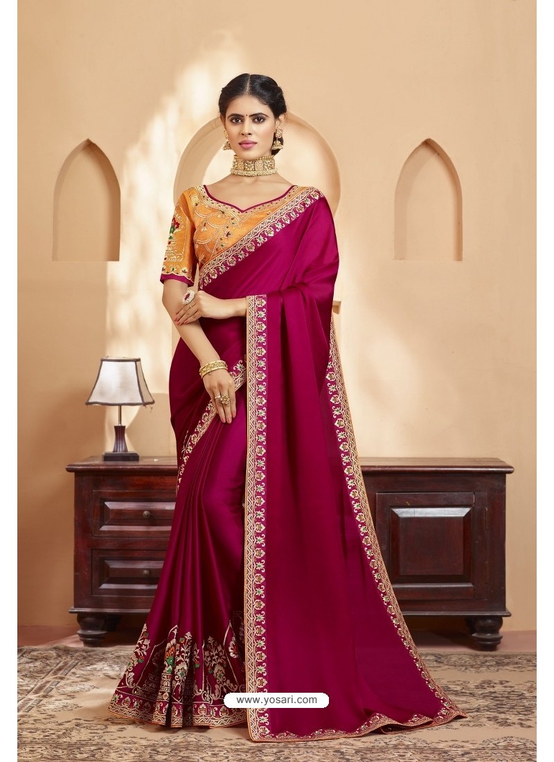 Rose Red Heavy Designer Traditional Georgette Saree