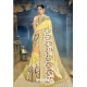Light Yellow Designer Banarasi Silk Saree