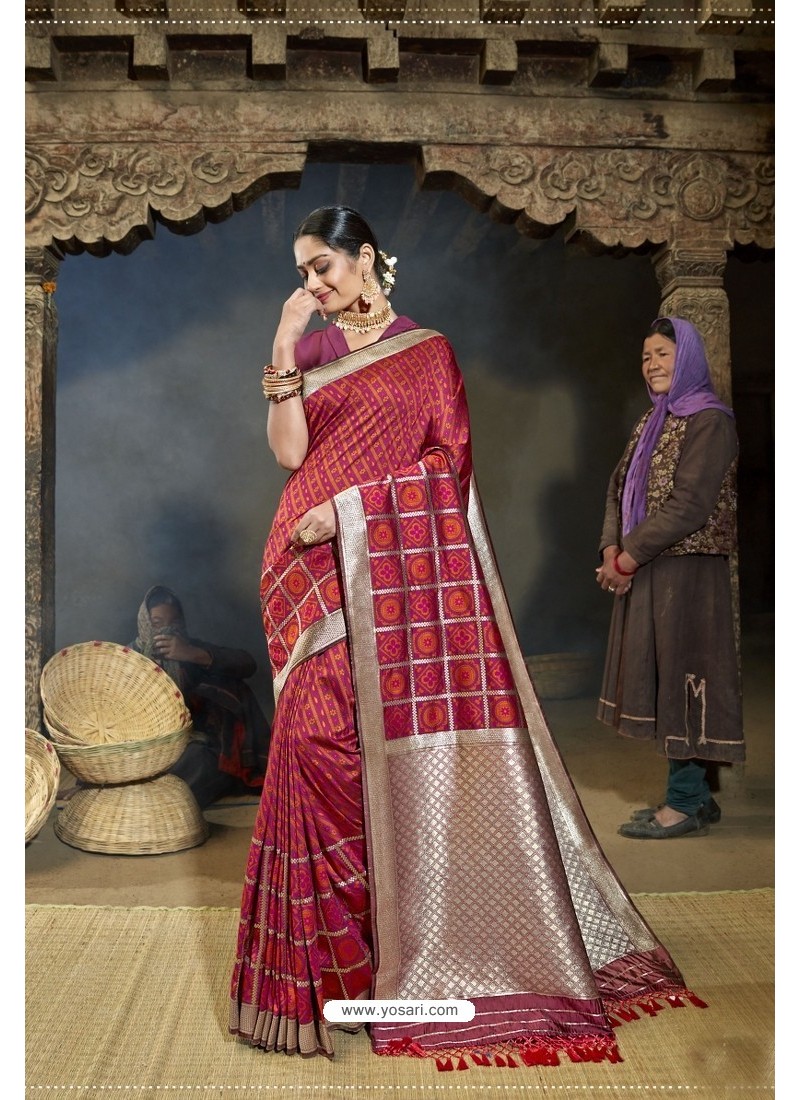 Maroon Designer Banarasi Silk Saree