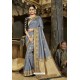 Stylish Grey Designer Banarasi Silk Saree