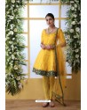 Yellow Art Silk Thread Embroidered Party Wear Suit