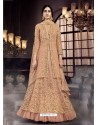 Peach Soft Net Embroidered Anarkali Suit