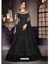 Black Soft Net Embroidered Anarkali Suit