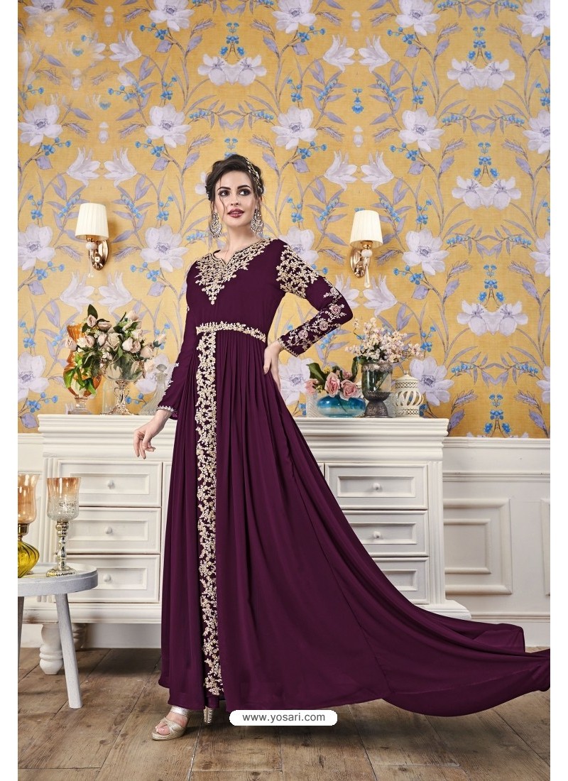 Purple Party Wear Georgette Designer Gown