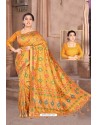 Yellow Designer Classic Wear Dola Silk Saree