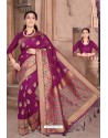 Purple Designer Classic Wear Dola Silk Saree