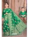 Dark Green Designer Classic Wear Dola Silk Saree