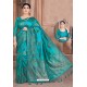 Turquoise Designer Classic Wear Dola Silk Saree