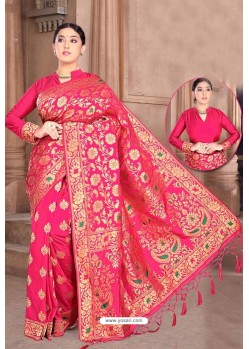 Rani Pink Designer Classic Wear Dola Silk Saree
