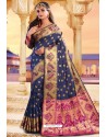 Navy Blue Heavy Jacquard Work Designer Silk Saree