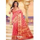 Light Red Heavy Jacquard Work Designer Silk Saree