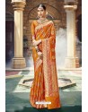 Orange Designer Wedding Wear Banarasi Silk Saree