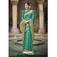 Aqua Mint Designer Wedding Wear Banarasi Silk Saree
