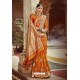 Orange Wedding Wear Banarasi Silk Saree