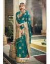 Teal Designer Wedding Wear Banarasi Silk Saree