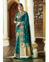 Teal Wedding Wear Banarasi Silk Saree