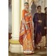 Amazing Orange Designer Wedding Wear Banarasi Silk Saree