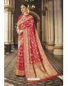 Elegant Red Designer Banarasi Silk Saree