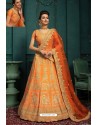 Orange Embroidered Malbari Silk Designer Lehenga Choli