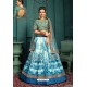 Sky Blue Embroidered Malbari Silk Designer Lehenga Choli