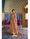 Peach Designer Multi Slub Soft Silk Saree