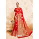 Decent Red Designer Wedding Wear Silk Saree