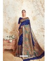 Navy Blue Weaving Silk Designer Saree
