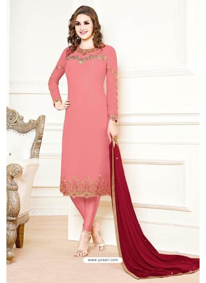 Buy Pink Georgette Designer Churidar Suit | Churidar Salwar Suits