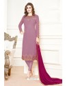 Lavender Georgette Designer Churidar Suit