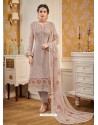 Light Brown Designer Embroidered Straight Suit