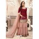 Maroon And Pink Georgette Embroidered Designer Sharara Suit