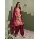 Pink and Maroon Pure Satin Patiala Salwar Suit