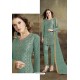 Turquoise Butterfly Net Party Wear Straight Suit