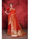 Gorgeous Red Rich Banarasi Silk Designer Saree