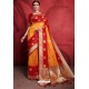 Yellow And Red Rich Banarasi Silk Designer Saree