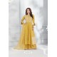 Yellow Pure Chanderi Silk Anarkali With Palazzo