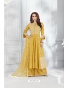 Yellow Pure Chanderi Silk Anarkali With Palazzo