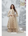 Light Beige Pure Chanderi Silk Anarkali With Palazzo