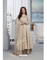 Fab Light Beige Chanderi Silk Designer Anarkali With Palazzo