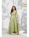 Sea Green Pure Chanderi Silk Anarkali With Palazzo