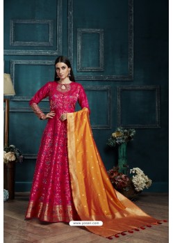Latest Rani Pure Silk Anarkali Designer Suit