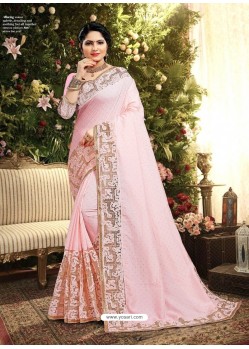 Pink Designer Satin Georgette Saree