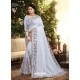 Aqua Grey Designer Satin Georgette Saree