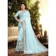 Sky Blue Designer Satin Georgette Saree