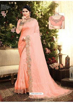 Peach Two Tone Silk Georgette Saree