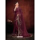 Wine Designer Satin Georgette Saree