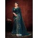 Teal Designer Satin Georgette Saree