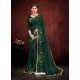 Dark Green Designer Satin Georgette Saree