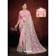 Light Pink Designer Net Resham Embroidered Saree